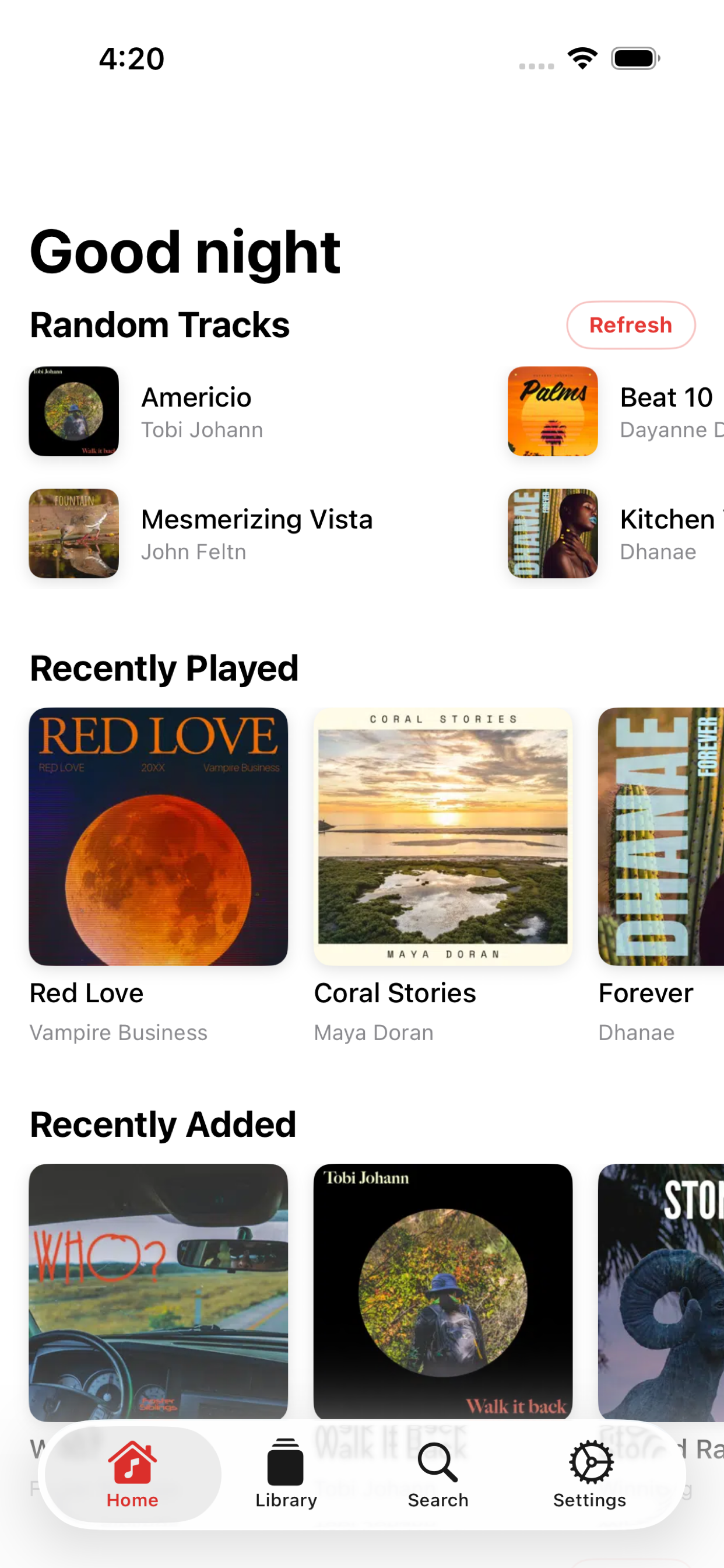 Juliet music library on iPhone